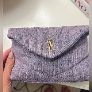 YSL Purple Denim Puffy Pouch